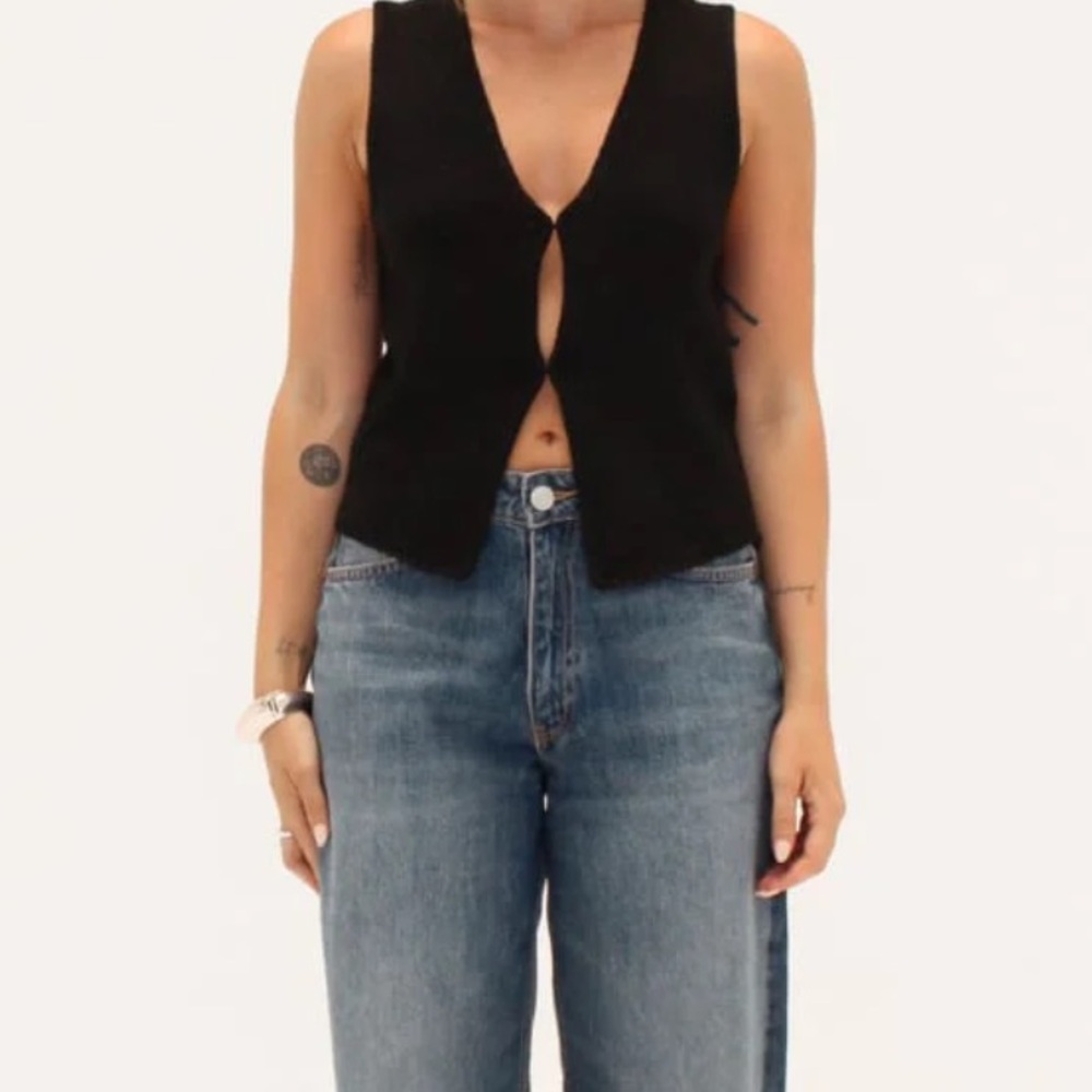 Black Sweater Vest Top